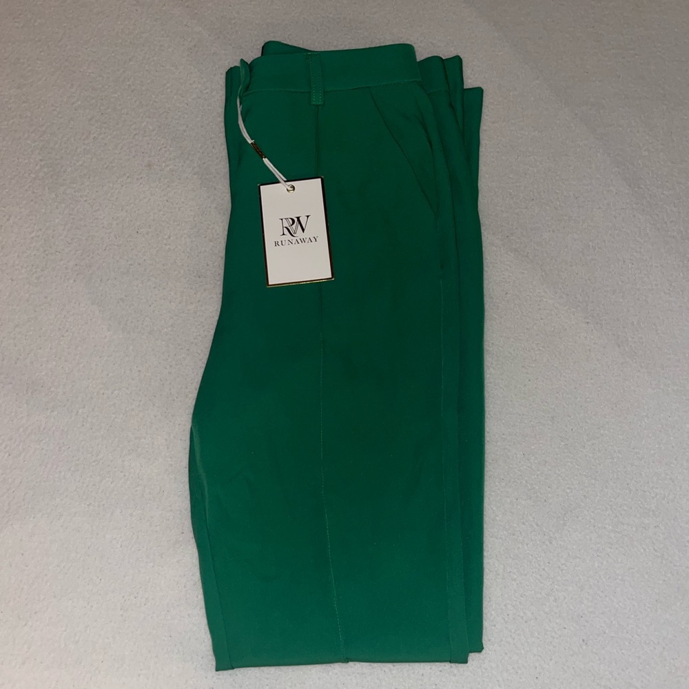 NWT Runaway The Label Split Flare Amy Pant Green Size 4